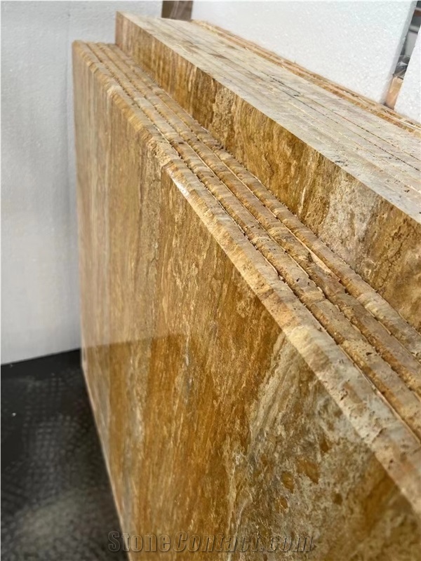 Golden Travertine Tiles For Kitchen And Bathroom Wall Facade
