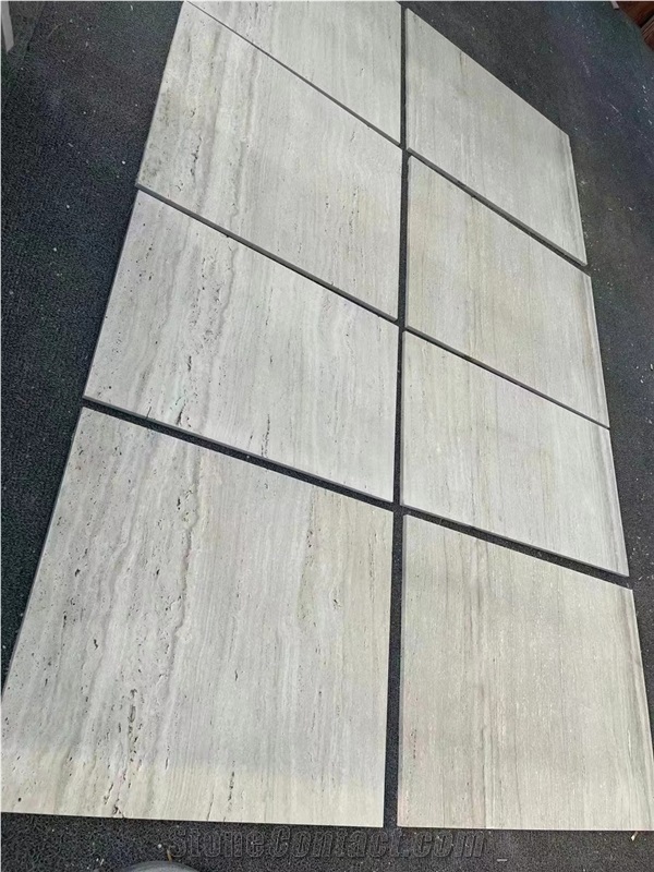 Leathered Super White Travertino Tiles For Wall Facade Decor
