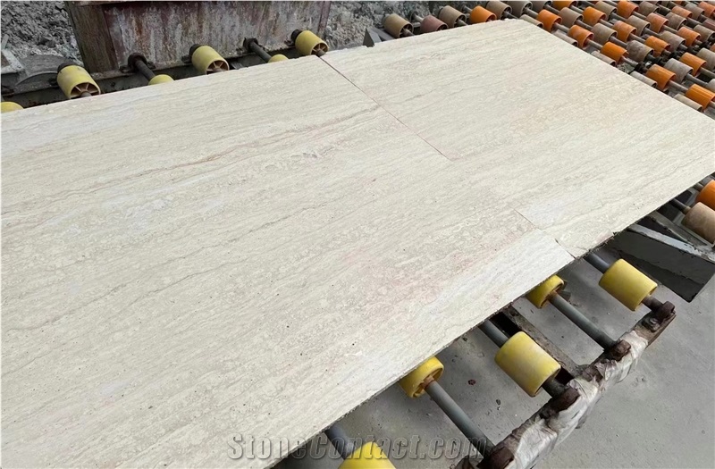 Leathered Super White Travertino Tiles For Wall Facade Decor