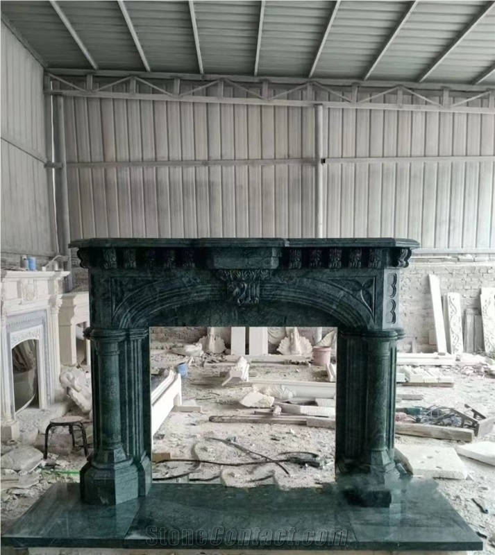 Sculptured Marble Carrara Fireplace For Indoor Decor