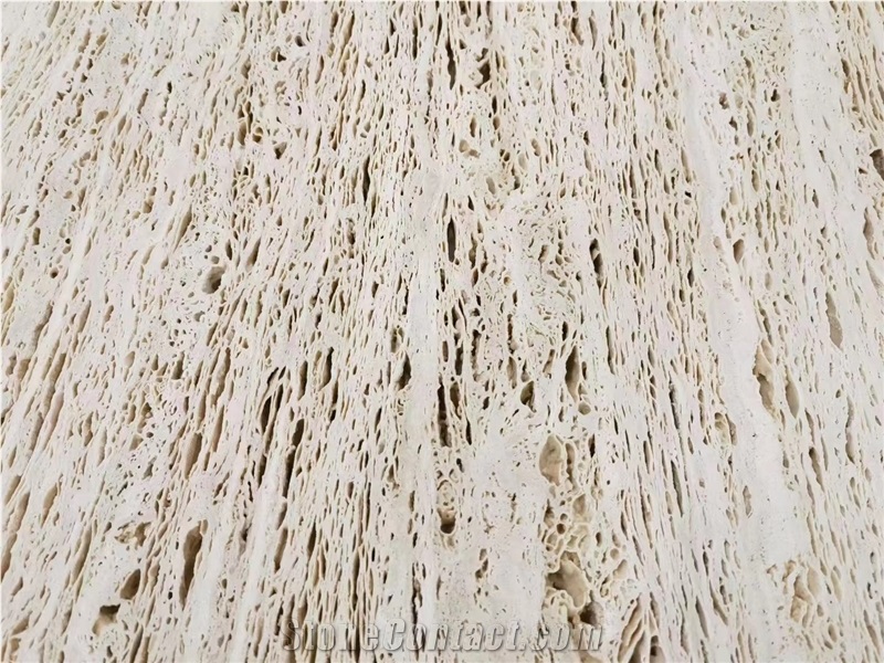 Unfilled Romano White Travertine Slabs For Wall Facade Decor