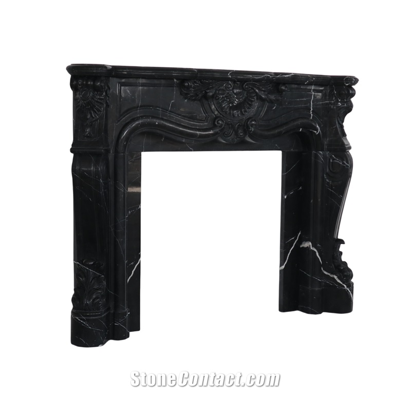 2023 Black Marquina Marble French Style Fireplace
