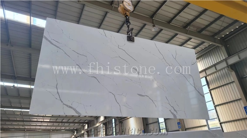 White With Grey Veins Statuary Quartz Engineered Stone