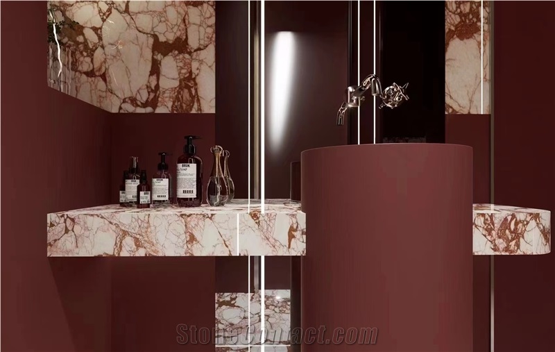 Bulgari Red Marble Slab Bathroom Tiles