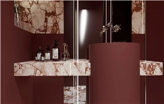 Bulgari Red Marble Slab Bathroom Tiles