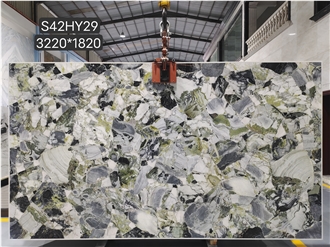 China White Beauty Lux Marble Green Jade  Floor Tile