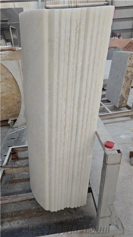 Namibian White Marble Column Polished
