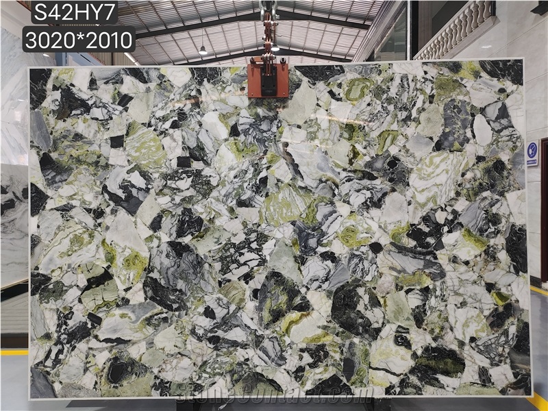 White Beauty Lux Marble Ice Jade Green Slabs Tiles