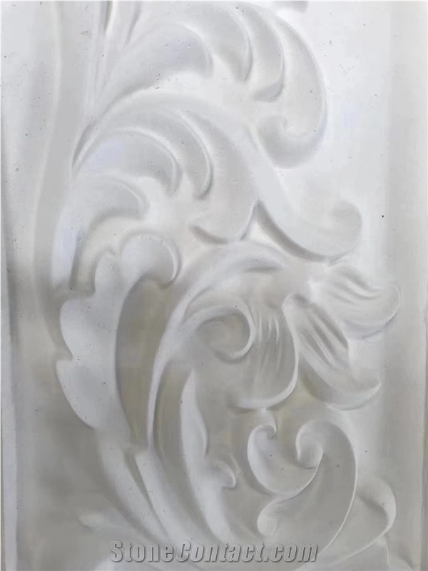 White Limestone Artistic Surface CNC Engraving 3D Wall Decor Panels