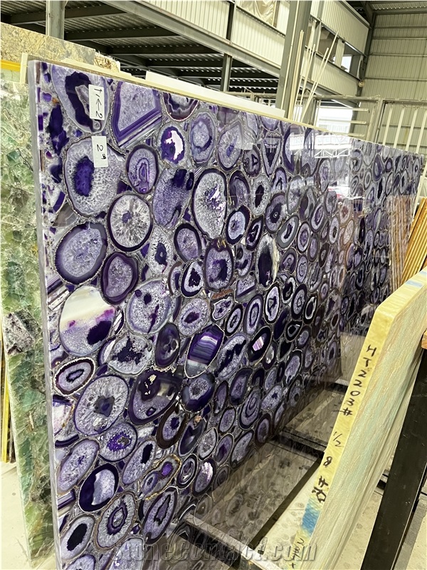 Purple  Semiprecious Stone Panels For Interior Design