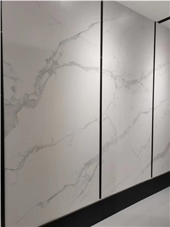 Statuario White Porcelain Marble Look Glossy Porcelain
