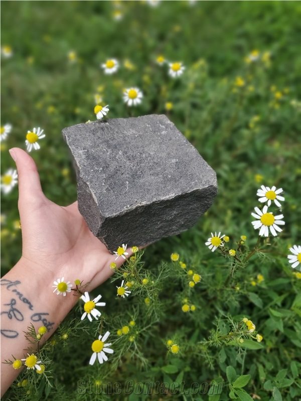 Ukrainian Basalt Black Moon, Split  Cubes