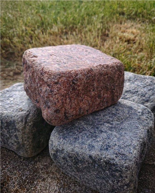 Ukrainian Granite Red Pomegranate Split-Tumbled  Cubes