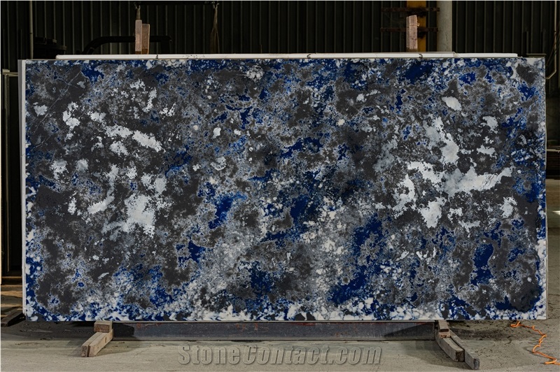 Ocean Blue Granite Look Quartz Slabs