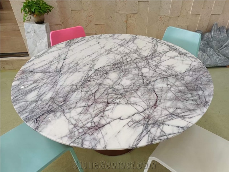 Milas White Lilac Marble For Interior Table Top
