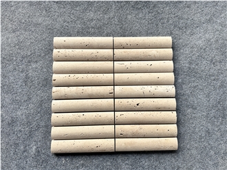 Beige Travertine 3D Flute Bathroom Wall Tile Mosaic Tiles