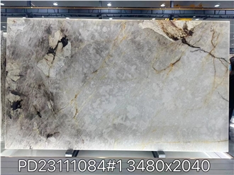 Brazil Pandora Quartzite White Stone Slabs For Flooring Tile