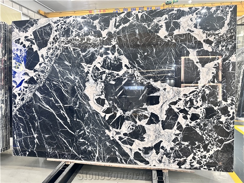 China Calacatta Black Marble Slab  Floor Tile