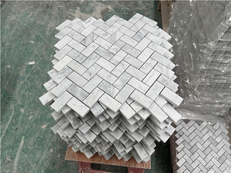 Custom Italy Bianco Carrara Marble Mosaic Tiles