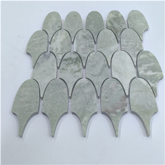 Fish Shaped Green Marble Mosaic Tiles