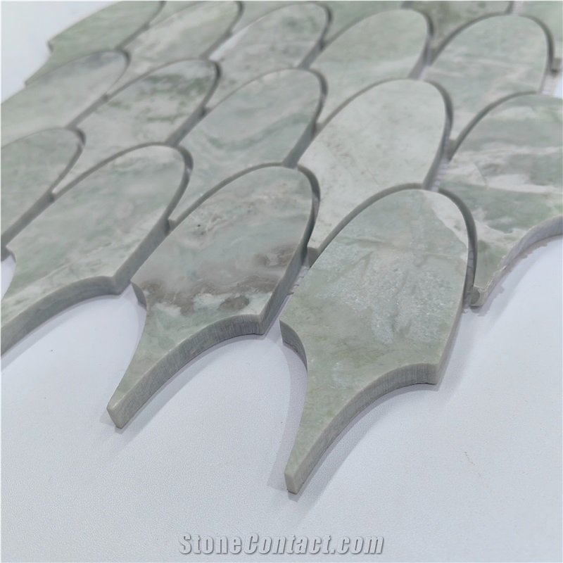 Fish Shaped Green Marble Mosaic Tiles