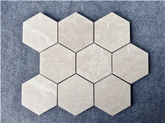 Italy Beige Travetine Stone Hexagon Bathroom Mosaic Tiles