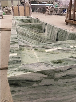 Natural Customized Green Shangri La Jade Marble Vanity Tops