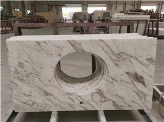 Natural Stone Volakas Marble Bathroom Vanity Tops