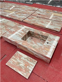 Pink Norwegian Rosa Marble Prefab Bathroom Vanity Tops