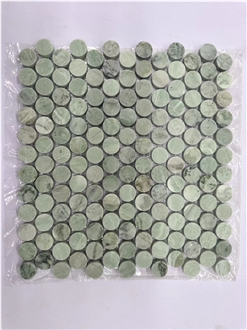 Round Green Jade Marble Stone Bathroom Mosaic Tiles