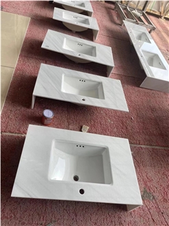 Turkey Bianco Dolomite Marble Prefab Bathroom Vanity Tops