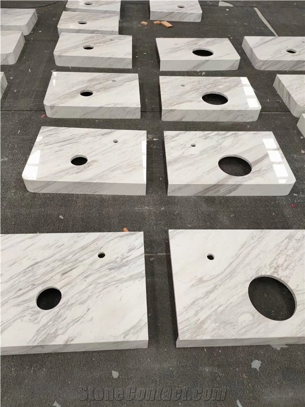 Volakas Marble Bathroom Vanity Tops For Commercial Project