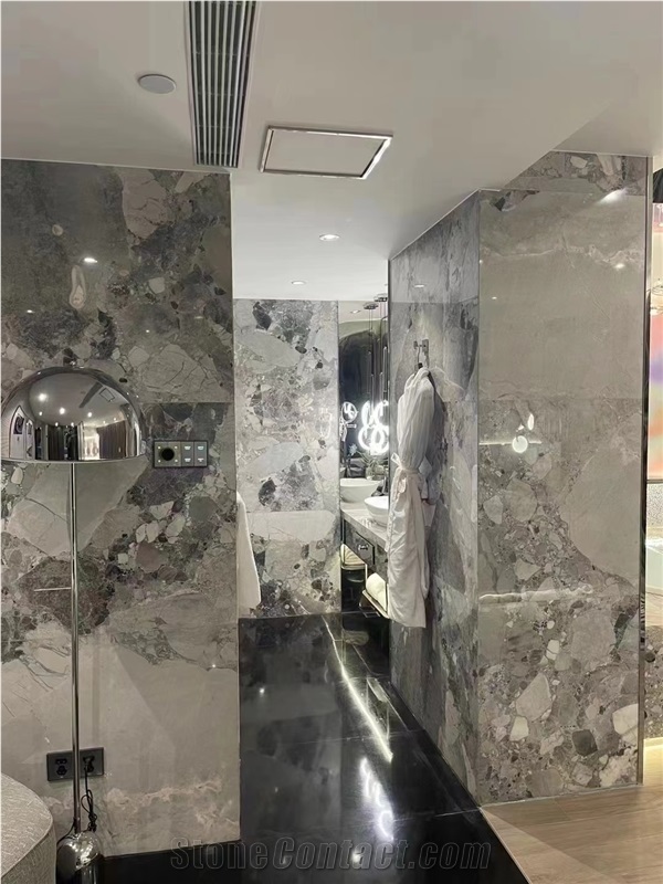 China Panda Grey Natural Marble Stone Slabs Floor Tile