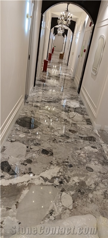 China Panda Grey Natural Marble Stone Slabs Floor Tile