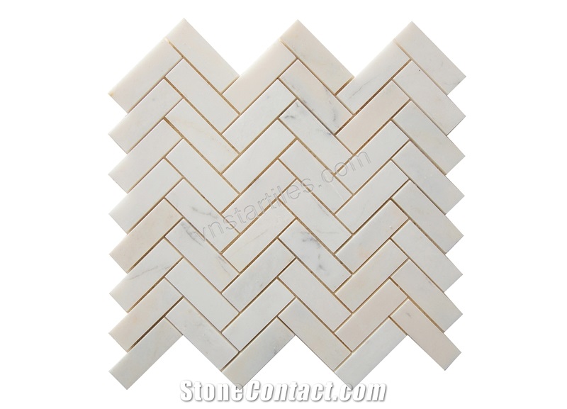 Valentino Marble Mosaic Polished Herringbone  Tiles 12X12''