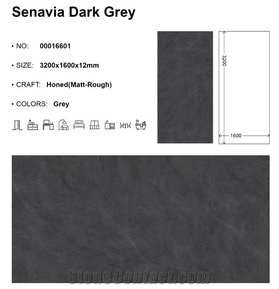 Senavia Dark Grey Sintered Stone Slabs