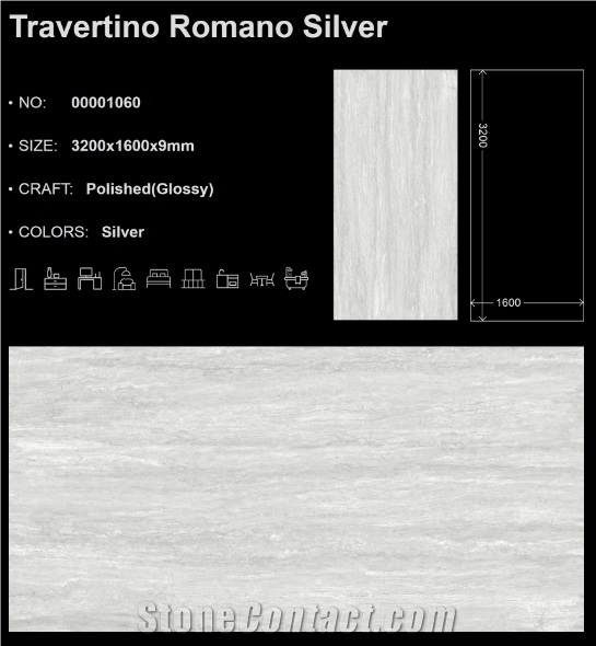Travertino Romano Silver  Sintered Stone Slabs