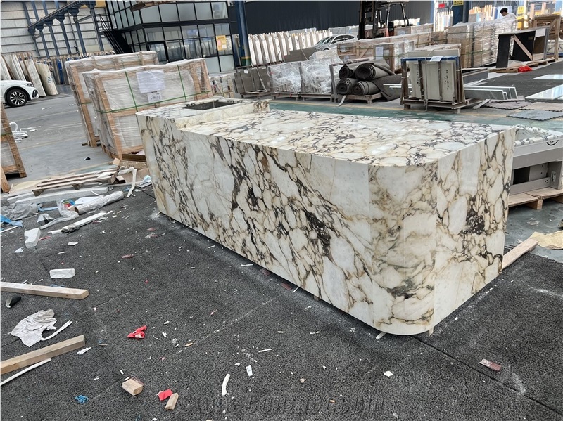 Calacatta Viola Marble Kitchen Island Perimeter Countertop