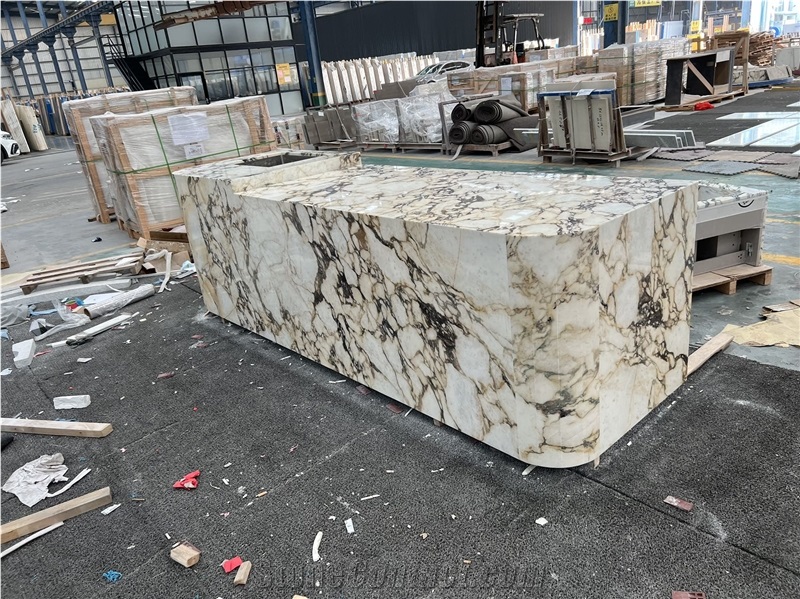 Calacatta Viola Marble Kitchen Island Perimeter Countertop