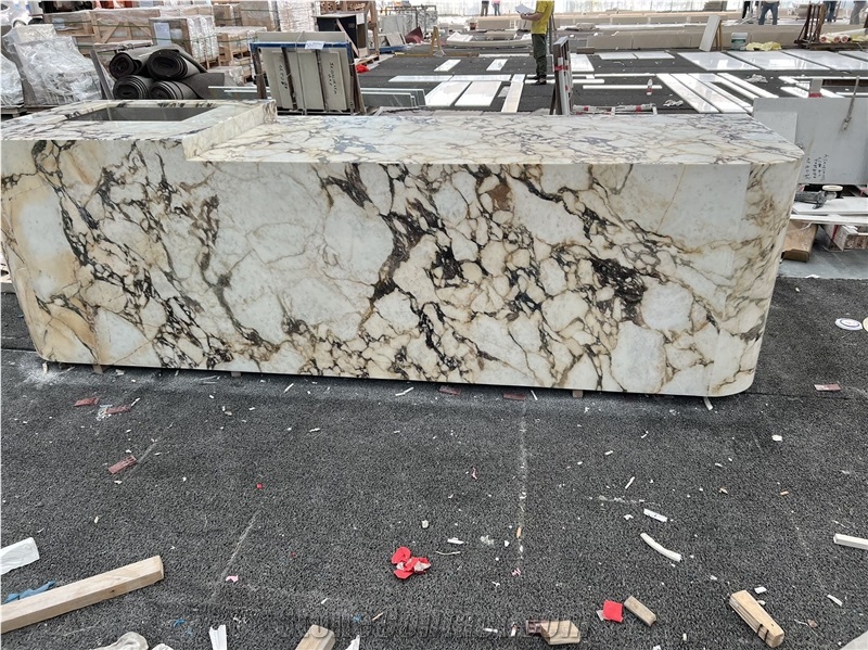 Calacatta Viola Marble Kitchen Island Perimeter Countertop