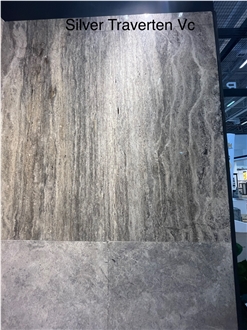 Silver Travertine Vein Cut Tiles, Slabs