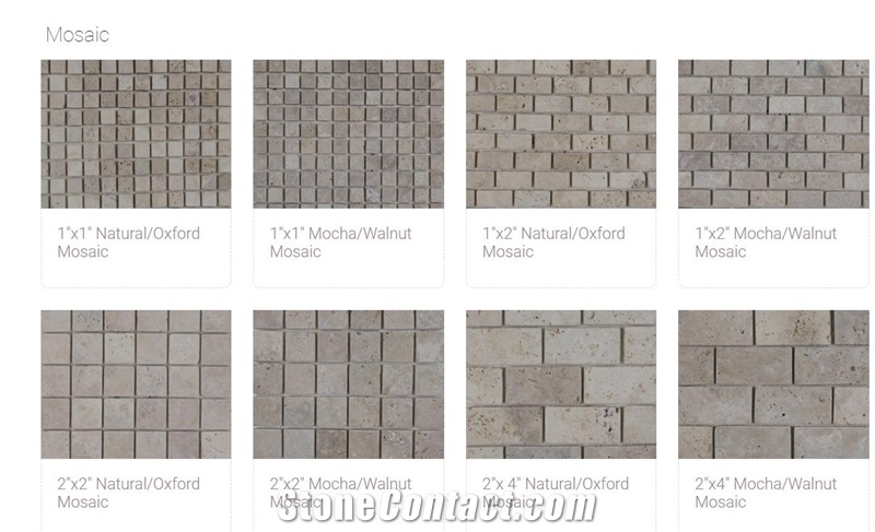 1*1 Natural/Oxford Walnut Travertine Mosaic Tiles