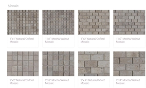1*1 Natural/Oxford Walnut Travertine Mosaic Tiles