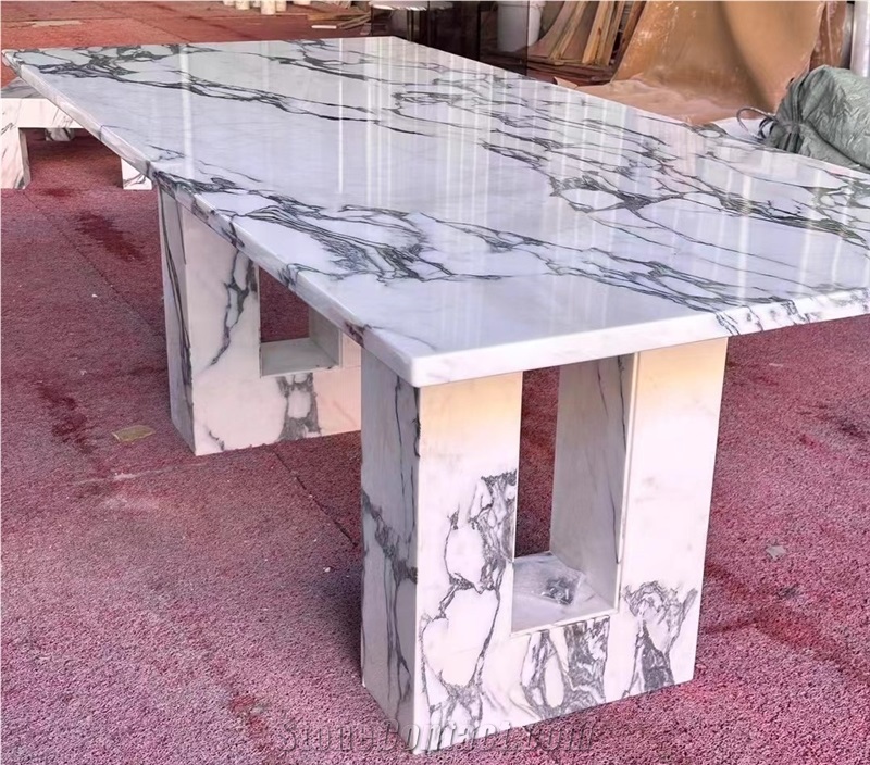 Arabescato White Marble Kitchen Dining Coffee Table