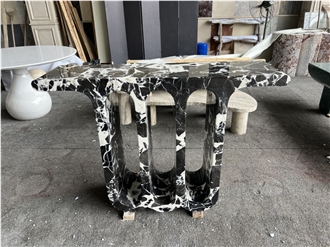 Grand Antique Marble Arches 3 Console Table