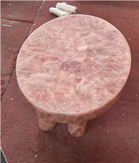 Natural Stone Round Pink Onyx Coffee Table