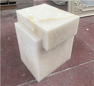 Natural Stone White Onyx Side Table