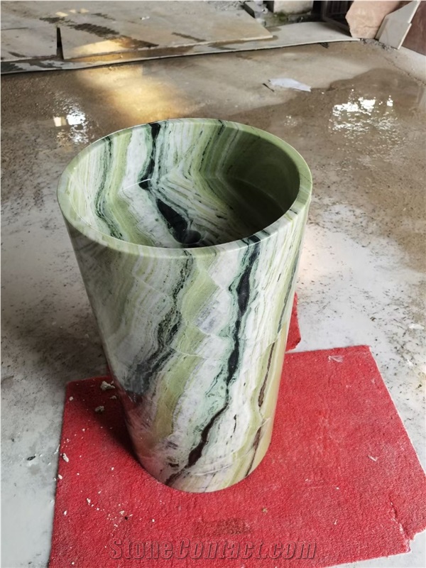 Round Verde Green Marble Sink