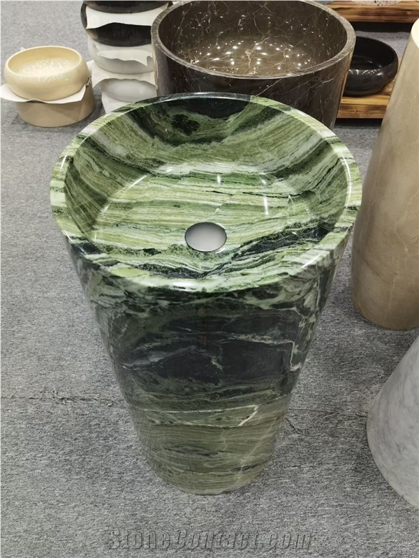 Round Verde Green Marble Sink