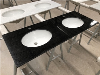 Stone Polished Dark Granite Bathroom Countertop